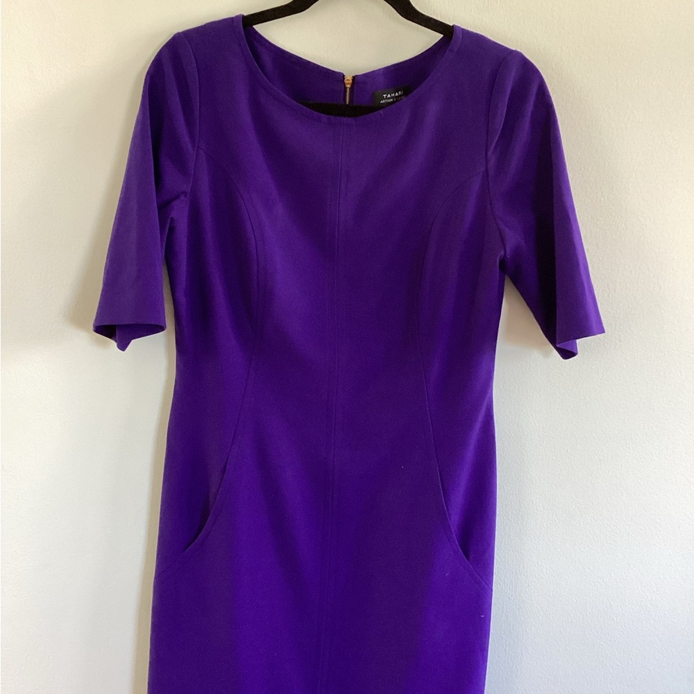 Tahari Elegant Purple Midi Dress
